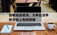 米兰体育中国官网-亚眠迎战甘冈，力争在法甲积分榜上有所突破